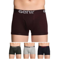 Genx Jazz Men's Trunk - 100% Combed Cotton, Vibrant Colors, Trendy, Comfortable, Underwear(Pack Of 4)(Color May Vary)(Rib-85Cm)