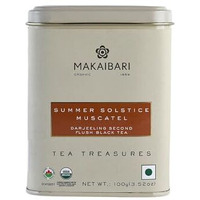 Tea Treasure Makaibari Summer Solistice Mascatle | 100 Gm Tin Caddy | Second Flush Black Tea | Loose Tea | Black Tea | Organic Certified | Whole Leaf Tea