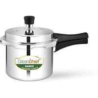 Greenchef Marco Aluminium Pressure Cooker Outer Lid 3 Litre Capacity, Isi Certified, Silver Colour