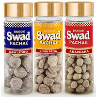 Panjon Swad Anardana Goli, Hing Peda & Imli Ram Ladoo Pachak Candy (Mukhwas Mouth Freshners) 3 Bottles X 120G Each