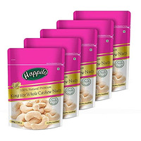 Happilo Premium King Size Whole Cashew Nuts, 200G (Pack Of 5) | Premium Kaju | Dry Fruits Rich In Protein | Rich In Fibre | Healthy Snacks | 100% Natural Dry Fruit | Festive Snacking | Magnesium And Phosphorus | Rich In Protein