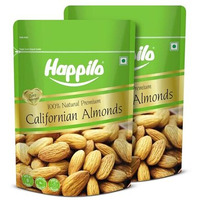 Happilo Premium California Almonds 500G Each (Pack Of 2) | Raw Badam Dry Fruit | High Protein Snack | Amazing Quality Badaam | Real Nuts | High In Fiber | Badam Giri | Rich In Protein | Magnesium | Phosphorus | Dietary Fibre | Nuts & Dry Fruits | Gluten Free & Zero Cholesterol