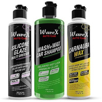 Wavex Wash Wax Car Shampoo, Carnauba Wax Car Body Polish And Silicone Glaze For Plastic, Leather, Vinyl, Rubber Parts (Complete Kit)