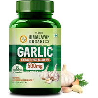 VladoS Himalayan Organics Garlic 500Mg Supplement | Extract (1:13) Allium Sativum - 2% | Improve Heart Health, Boost Immunity, Maintain Cholesterol Level - 60 Veg Capsules