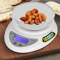 Ibell Digital Kitchen Weighing Scale For Health, Lcd Display, High Precision Sensors, Tare Function, Up To 5Kg, Portable Food Weight Machine For Health, Fitness, Home Baking & Cooking - Ks501M (White)
