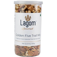 Lagom Gourmet Golden Five Trail Mix | Premium Dry Fruit Mix 500G | Dry Roasted | No Preservatives | No Added Sugar | Gluten Free | Vegan | Plant Based | Non-Gmo | Premium Nut Mix