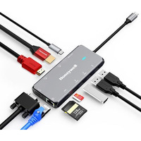 Honeywell Newly Launched 10-In-1 Type C Dock With Dual 4K Hdmi, 1Gbps Rj45 Ethernet Port, 2Xusb 3.0, 1Xusb 2.0 & Type C 3.0 Pd100W, Vga Port, Sd & Microsd Slot, For All Type C Devices- Windows/Macbook