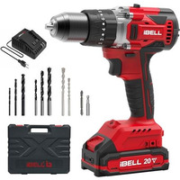 Ibell Bd20-80 2Ah (Bmc) One Power Series 20V Cordless Impact Drill Brushless | Max 80Nm Torque | 1750 Rpm Speed | 13Mm Heavy-Duty Metal Keyless Chuck | 20+3 Clutch Settings | Led Light