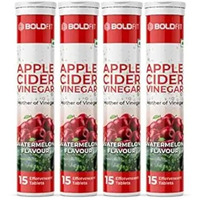 Boldfit Apple Cider Vinegar Tablets For Weight Loss Apple Cider Vinegar Tablet With Mother Acv Effervescent Tablets For Immunity, Digestion, Acv Tablets Acv Apple Cider Vinegar Tablet With Watermelon Flavor - (Pack Of 4) 60 Tablets