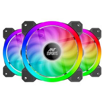 Ant Esports Superflow 120Mm 3 In 1 Argb Three Dual-Sided Argb Ring Light Pwm Case Fan Kit - Black, 45.3 Cfm Airflow, 1500 Rpm