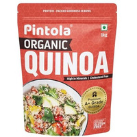 Pintola Organic Quinoa 1Kg, Cereal For Breakfast, High In Protein & Dietry Fibre, Minerals, Cholesterol-Free, Gluten-Free Quinoa Seeds Diet Food For Weight Management (1Kg)