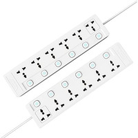 Cablet 240 Volts 6 Way Extension Board - 6 Universal Socket + 6 Switch, 10A And 2500W - 1.8M Heavy Duty Cable - White, Medium (Cablet 6060-18)
