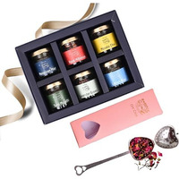 Oh Cha - Assorted Teas Gift Box With Tea Infuser | Tea Gift Set With 6 Flavors And Stainless Steel Tea Strainer | Healthy Exotic Tea Sampler Gift Pack | Wedding Gift | Anniversary Gift | Birthday Gift