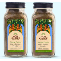 God Choice Organic Farms - Black Pepper Powder 200G | Single Origin | No Additives | Iron-Pounded | Unadulterated (100G *2, Pack Of 2)