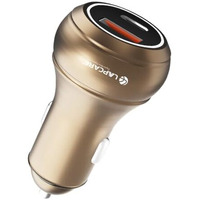 Lapcare Carge 145W Car Charger With Dual Output, Type C (45W) Pd/Pps, Usb Port (100W), Compatible For Smartphones, Usb Devices (Copper & Golden)