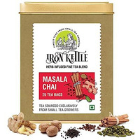 Iron Kettle Masala Chai | Premium Assam Ctc Tea Blended With Natural Spices For Strong & Spicy Sweet Flavor |From Small Tea Growers With Higher Fine Leaf Count | 25 Tea Bags, 159 Gram