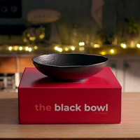 Yfl Home Black Bowl For Kitchen With 3-Litre Capacity, Food Safe 12" Ceramic Bowl For Table Countertop,Serving Bowl With Non-Slip Base, Ideal For Mixing, Marinating, Soaking, Kneading, Or Serving