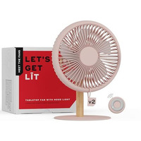 Nuuk Lit V2 Cordless & Rechargeable 7 Inch Table Fan With Night Light & Remote Control | Auto Oscillation With 4 Wind Modes | Bldc Fan With Up To 17 Hour Run Time | Portable Table Fan For Home, Office