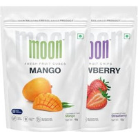 Moon Freeze Dried Mango Cube And Strawberry Combo | No Preservatives, No Added Sugar, Healthy Dried Fruit | 100% Natural, Vegan, Gluten Free Snack For Kids And Adults |