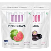 Moon Freeze Dried Pink Guava Cube And Jamun Combo | No Preservatives, No Added Sugar, Healthy Dried Fruit | 100% Natural, Vegan, Gluten Free Snack For Kids And Adults |