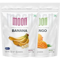 Moon Freeze Dried Banana Chips And Mango Cube Combo | No Preservatives, No Added Sugar, Healthy Dried Fruit | 100% Natural, Vegan, Gluten Free Snack For Kids And Adults |