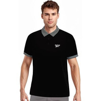Reebok Men's Black Polo T Shirt |Casuals | Stretch Comfort Cotton Polo | Polo/Collar | Regular Fit | Half Sleeve | 93% Cotton 7% Lycra
