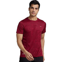 Berge' New Mens Polyester Dry Fit Camo Tshirts For Men, Instadry & Breathable Fabric, Gym Wear Tees & Workout Tops|Round Neck Tshirt For Men|Slim Fit Half Sleeve Tshirt|Maroon - L