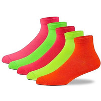 Supersox 5 Pairs Neon Ankle Cotton Socks For Women - Free Size, Multicolour Pack Of 5