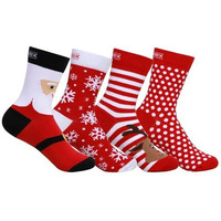 Supersox Christmas Crew Socks For Men & Women - Breathable Combed Cotton - Sweat Absorbent - Anti Odour, Ideal For Gifts, Free Size, Pack Of 4 (Santa, Reindeer, Snow Flakes & Polka Dots)