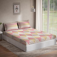 Ddecor - Pack Of 1 Cotton Double Bedsheet With 2 Pillow Covers - Golden