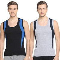 Dixcy Scott-Men-Innerwear-(Category)-Vest-(Style Id)-K1-Pr44937-(Color)-Grey Melange With Navy & Black - Royale Blue-Pack Of2-(Size)Xl