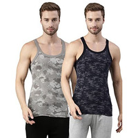 Dixcy Scott Men's Regular Fit Vest Ghost Grey/Navy M (Pack Of 2)