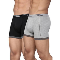 Levi's Men's Cotton Style #007 Contra Regular Fit Solid Boxer (Pack Of 2) (#007-Boxer Brief-P2_Lt. Grey Melange, Black_S)