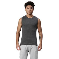 Levi's Cotton Men's Style #014 Gym Regular Fit Solid Vest (#014-Vest-Dk Gmel-P1_Dark Grey Melange_Large)
