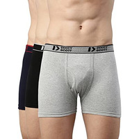 Dixcy Scott Originals Mens Modern Regular Solid Pure Cotton Trunks (Pr14841190_Navy,Grey Mel,Coffee Brown_L)