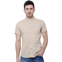 Highlander Men's Solid Slim Fit Shirt (Hlsh009875_Light Beige