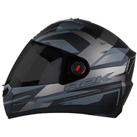 Steelbird Sba-1 R2K Isi Certified Full Face Graphic Helmet In Matt Finish Fitted With Clear Visor (Large 600 Mm, Matt Black Grey With Extra Smoke Visor)