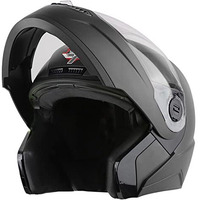 Steelbird Sba-7 7Wings Isi Certified Flip-Up Helmet For Men And Women (X-Large 620 Mm, Dashing Black With Clear Visor)