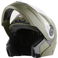 Steelbird Sba-7 7Wings Isi Certified Flip-Up Helmet For Men And Women (X-Large 620 Mm, Dashing Battle Green With Clear Visor)