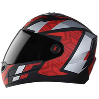 Steelbird Sba-1 Cesar Isi Certified Full Face Graphic Helmet (Medium 580 Mm, Matt Black Red With Smoke Visor)