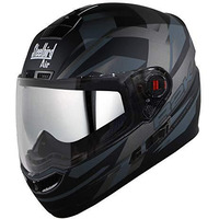 Steelbird Sba-1 R2K Double Visor Full Face Graphics Abs Helmet, Inner Silver Sun Shield And Outer Clear Visor (Medium 580 Mm, Matt Black Grey)