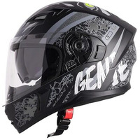 Steelbird Sba-21 Genie Isi Certified Full Face Graphic Helmet For Men And Women With Inner Smoke Sun Shield (Medium 580 Mm, Glossy Black Grey)