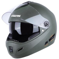 Steelbird Rox Cyborg Isi Certified Full Face Helmet For Men And Women With Inner Smoke Sun Shield And Outer Clear Visor (Large 600 Mm, Dashing Battle Green)