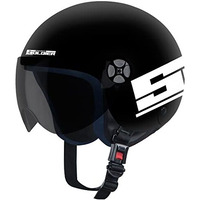 Steelbird Junior Soldier Open Face Helmet For Kids With Extra Free Clear Visor(X-Small 540 Mm,Dashing Black With Smoke Visor)