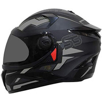 Steelbird Sbh-17 Terminator Isi Certified Full Face Graphic Helmet In Matt Finish(Large 600 Mm, Black Grey Fitted With Clear Visor And Extra Smoke Visor)