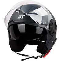 Steelbird Gt Dashing Isi Certified Open Face Helmet For Men And Women With Inner Sun Shield ( Dual Visor Mechanism ) (Large 600 Mm, Dashing Black)