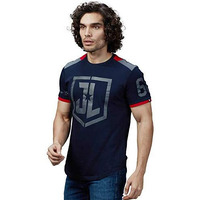 The Souled Store | Justice League Logo Mens And Boys | Graphic Printed Cotton 100% | Drop Cut Round Neck Navy Blue Color T-Shirts