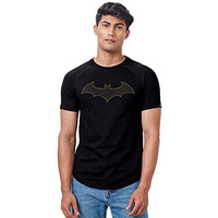 The Souled Store Men Official Batman: The Emblem Black Printed Drop Cut T-Shirts Drop Cut T-Shirts Fashionable Trendy Graphic Prints Pop Culture Merchandise