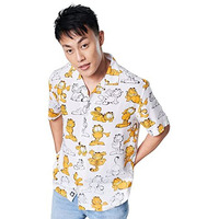 The Souled Store Men Official Garfield: Made To Lounger White Printed Summer Shirts Shirt For Men Casual Half Sleeves Regular Fit Printed Stylish Latest Cotton Summer Branded Wrinkle Free T