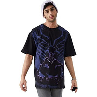 The Souled Store Men Official Black Panther: Long Live The King Black Oversized T-Shirts Oversized T-Shirts Fashionable Trendy Graphic Prints Pop Culture Merchandise